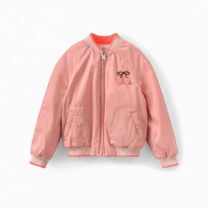 New Bonpoint Girls Pink Suzanne Bomber Jacket Size 14